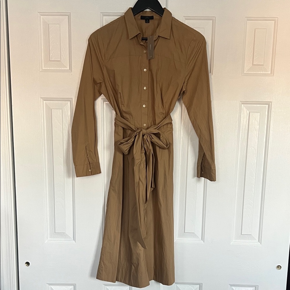 J Crew Elegant Tan Shirt Dress ; NWT; size 8